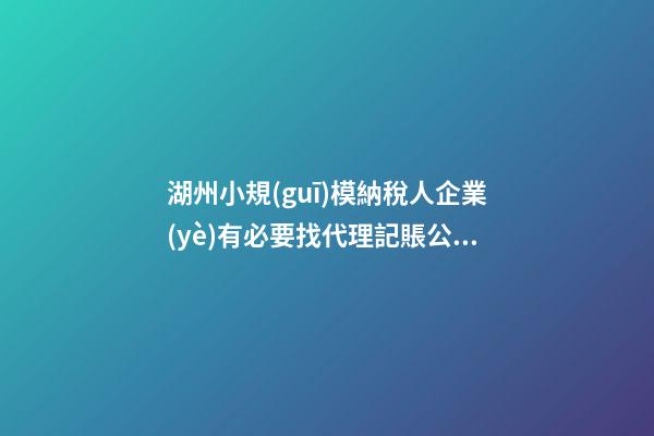 湖州小規(guī)模納稅人企業(yè)有必要找代理記賬公司嗎？